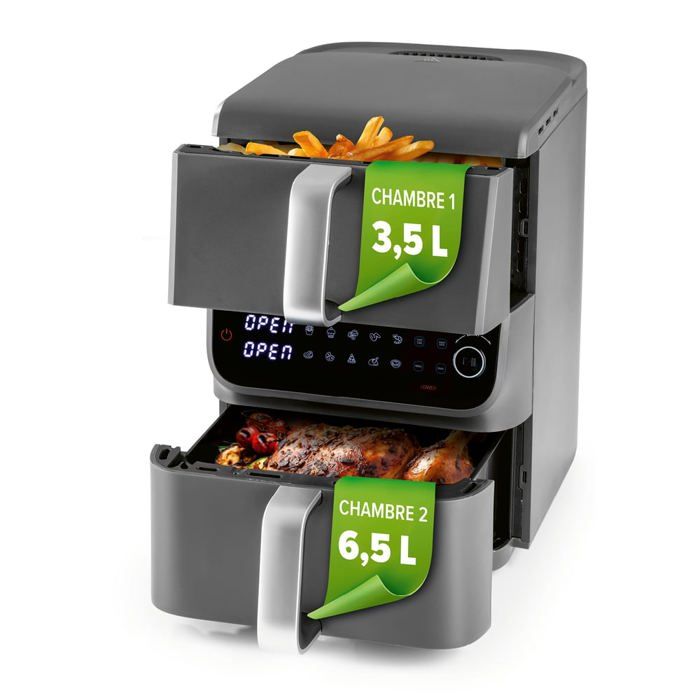 GOURMETmaxx Friteuse à air chaud double panier vertical 35 l + 65 l 2500 W anthracite