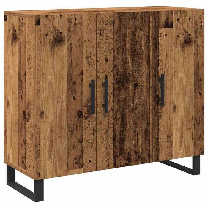 YUN@Buffet Bas Bahut Armoire Commode Sidebord avec 3 portes en vieux bois 90x34x80 cm en - bois dingénierie @948@