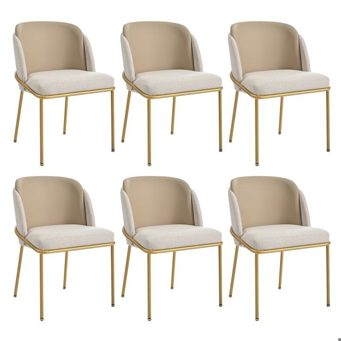 6 pièces Chaise Design Minimaliste Nordique avec Pieds Ajustables Pour Salon Salle à Manger Bureau Khaki