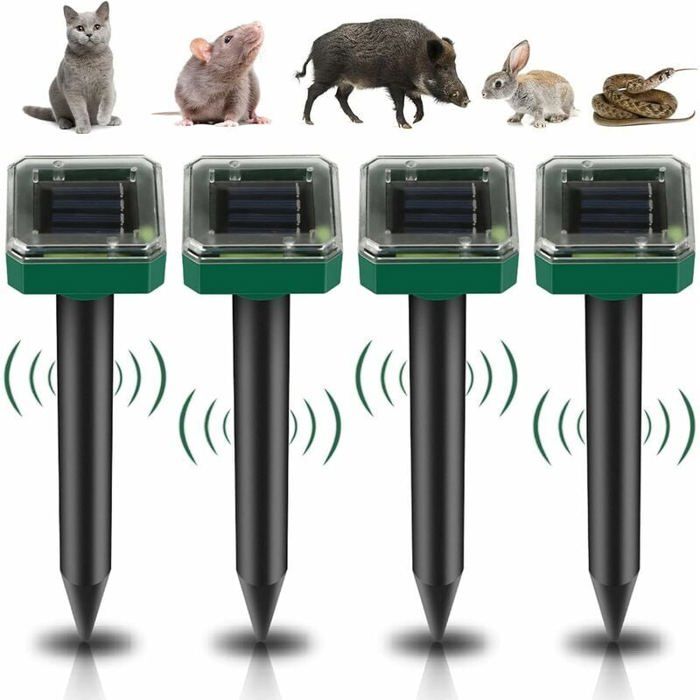 Paquet de 4 répulsifs solaires à ultrasons pour rats répulsifs solaires pour rats répulsifs ultrasoniques pour serpents répu