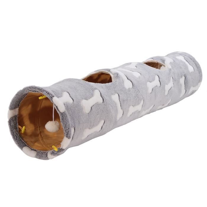 Jouet Tunnel Chat - VGEBY - Peluche - Pliable - Imprimé Os