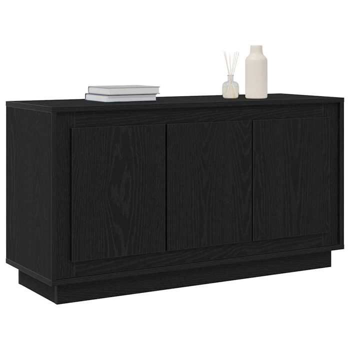 Noir Buffet de rangement - SOLOMOON - Commode salon - Chêne noir 102x35x55 cm - Bois dingénierie FR7646
