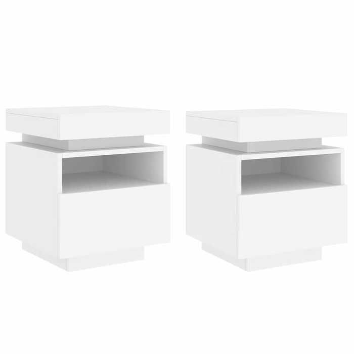 JILLS - Ensemble de 2 armoires de chevet Armoires de chevet avec lumières LED Lot de 2 - blanc 40x39x485cm OCT60987009