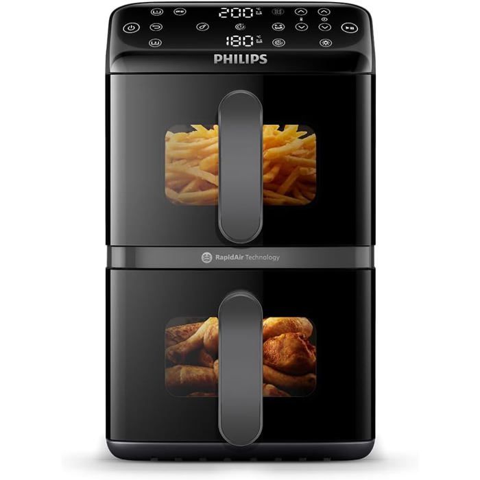 Friteuse à Air Philips AirFryer Série 4000 VerticalDuo Double Panier Céramique
