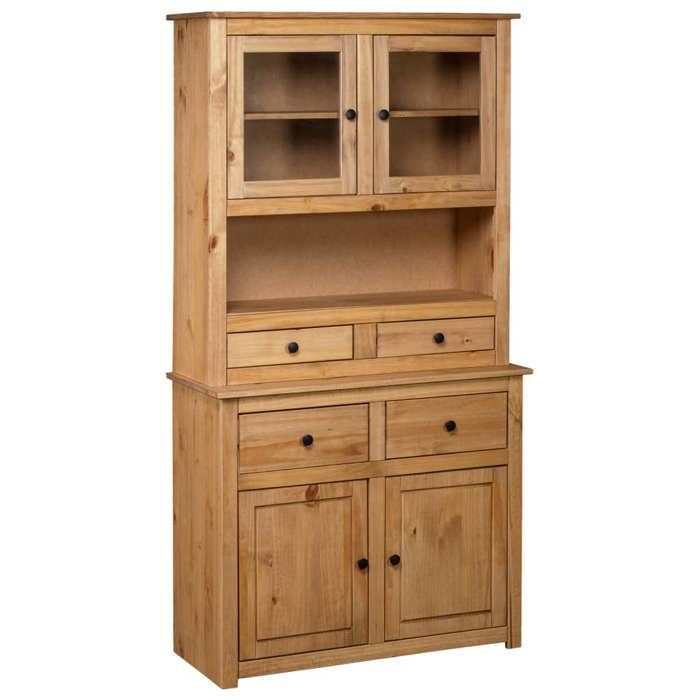 Buffet haut en bois de pin - vidaXL - 93x40 5x180 cm - Brun - Bois de pin massif - Compartiment ouvert - 4 tiroirs