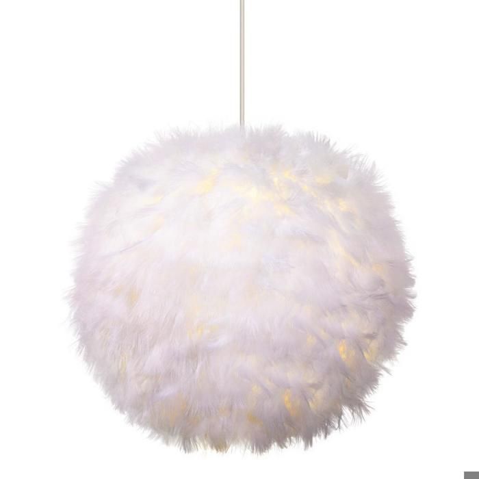 WOTTES 1 x Lustre Suspension Ø 30cm Lustre Plume Blanche Suspension Luminaire Art Déco pour Chambre Salon