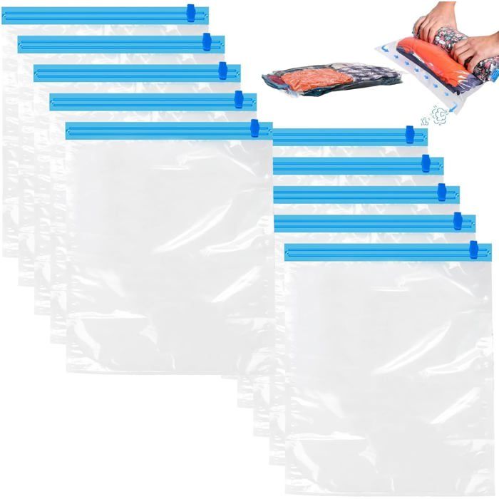 10PCS Sac de Compression Voyage Petit 35x50cm Sac Sous Vide Vetement Voyage Valise Imperméable et Sac de Rangement Sous Videans