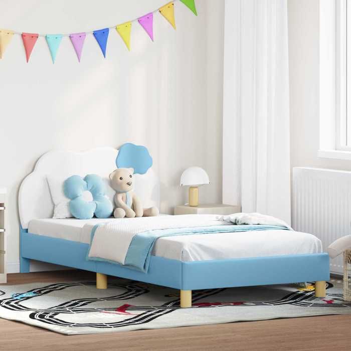 vidaXL Cadre de lit pour enfants avec tête de lit Bleu 90 x 190 cm PU 42011021