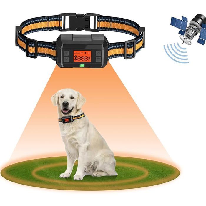 Collier Anti Fugue sans Fil GPS pour Chien pour Extérieur 30-999M Réglable Amélioré Clôture Anti-Fugue IPX7  COLLIER ANTI-ABOIEMENT