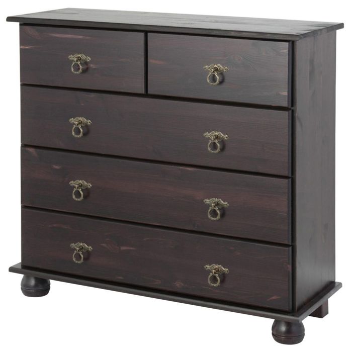 Finca - Commode Avec 3+2 Tiroirs En Pin Marron