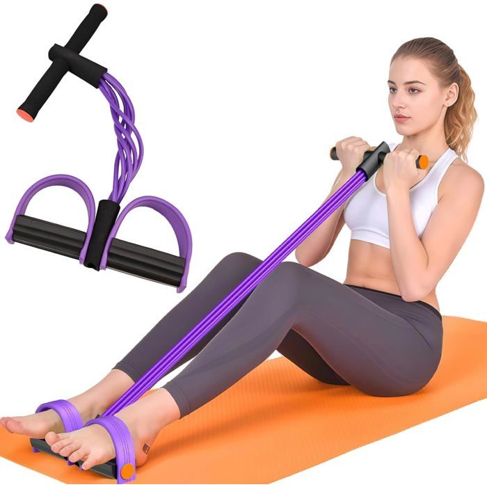 Bande de résistance musculation - Virex® - 6 tubes avec pédale - Poignées antidérapantes - Idéal pour abdos et jambes