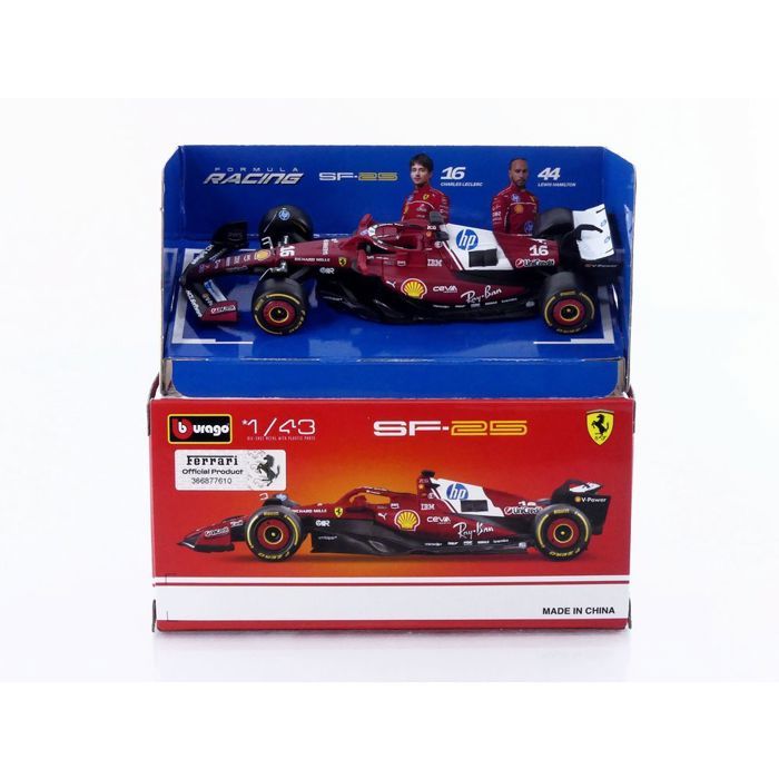 Miniature - BBURAGO - Ferrari SF-25 (Season Car GP 2025 C. Leclerc) - Rouge/Blanc - Échelle 1/43 - Modèle 36853-L16 Miniature - BBURAGO - Ferrari SF-25 (Season Car GP 2025 C. Leclerc) - Rouge/Blanc - Échelle 1/43 - Modèle 36853-L16