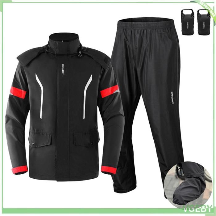 Fafeicy Manteau de pluie pour vélo Pantalon de pluie imperméable et respirant pour vélo ensemble de sport decoration Noir UE-2XL