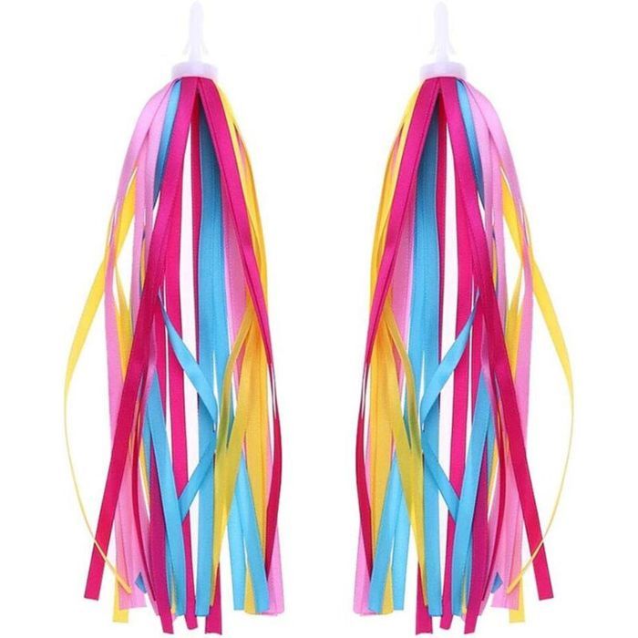 Rubans arc-en-ciel pour vélo enfant (filles et garçons) 2 pièces rubans à pompons accessoires de porte-bagages