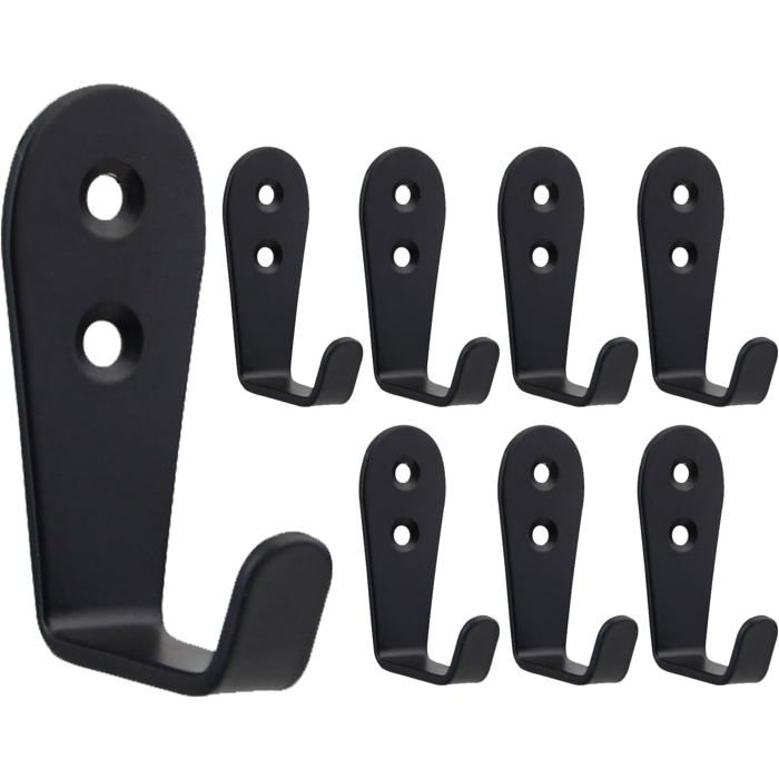 8 Crochets Muraux Noir Patère Murale Métal Lourd Acier Inoxydable Petit L Crochet Individuel Pour Suspendre Des Manteau Vête[CA150]