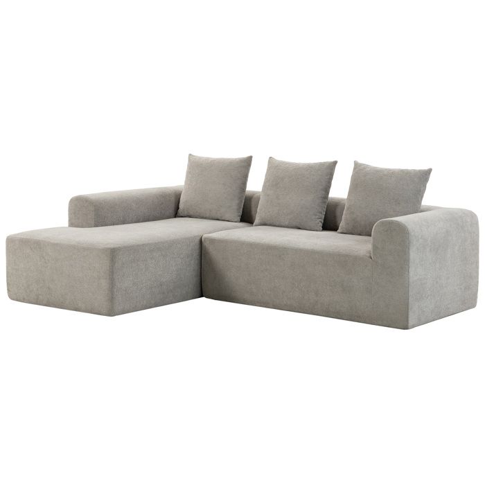 Canapé dangle - HOMCOM - 3 places - méridienne - assise profonde accoudoirs larges 3 oreillers - chenille - 242x178x83cm - gris Canapé dangle - HOMCOM - 3 places - méridienne - assise profonde accoudoirs larges 3 oreillers - chenille - 242x178x83cm - gris