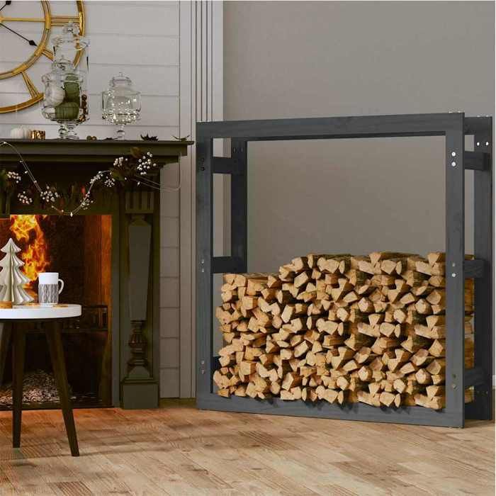 VIDAXL(48328)Meuble À BUCHE étanche - Support pour bois de chauffage Gris 100x25x100 cm Bois de pin - Montage requis