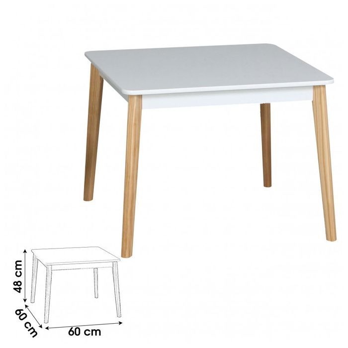 Table en bois pour enfant - L 60 x l 60 x H 48 cm - Blanc Blanc Et Beige -  Achat / Vente table basse Table en bois pour enfant - L - Cdiscount