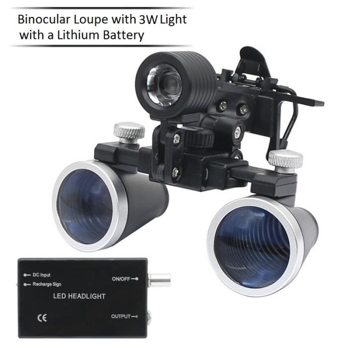 2.5X 3W avec batterie Loupe chirurgicale binoculaire, Loupe