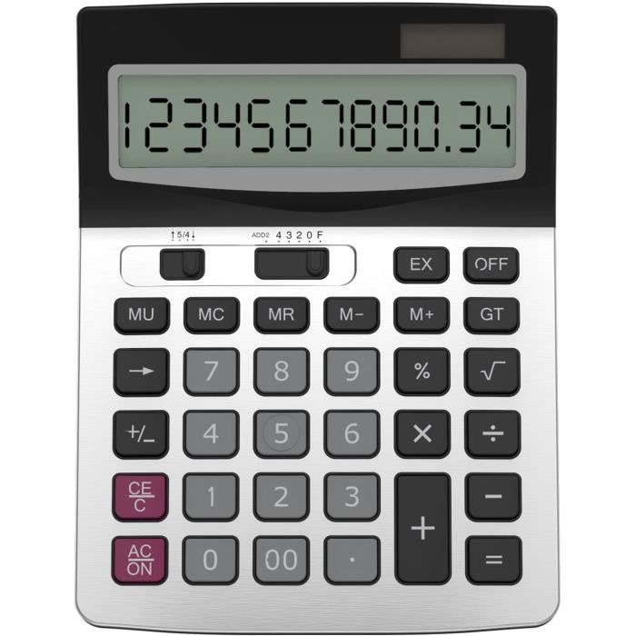 YChoice365 Calculatrice solaire de bureau la maison Affichage à 12 chiffres Outil de comptabilité pour le bureau Bleu l'école 