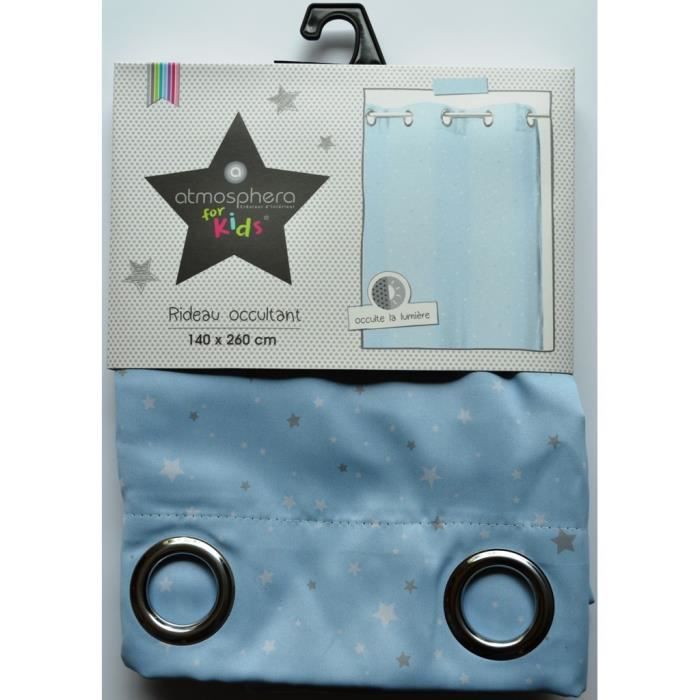 Rideau Occultant Bleu Clair Etoile Pour Chambre Enfant Cdiscount Maison