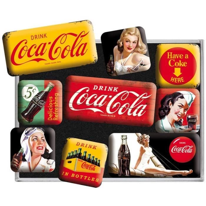 Set d'aimants rétro, Coca-Cola – Yellow – Cadeau pour Les Fans d