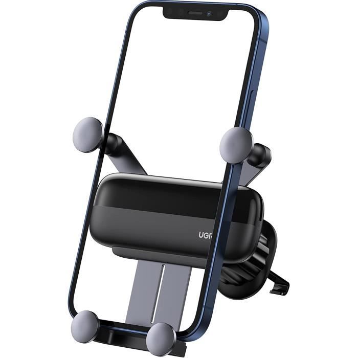 Support Téléphone Voiture à Gravité - Pour Grille D’aération, Ajustable, Compact, Anti-rayures, Noir