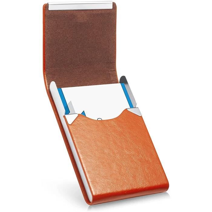 Porte cartes de visite etui en cuir microfibre de luxe porte cartes en metal porte carte fin porte cartes de visite pour ho 70 Cdiscount Bagagerie Maroquinerie