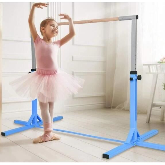 Barre fixe de gymnastique enfant hauteur réglable 13 niveaux acier hêtre  Homcom