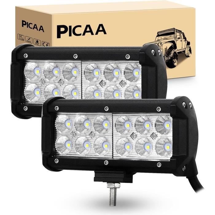  PICAA LED Phare 2PCS 4 Pouces 18W Phare Travail Projecteur LED  Phare de Travail Led Spot longue portée LED Moto Feux de Travail Lampe 12V  24V hors route pour Voiture