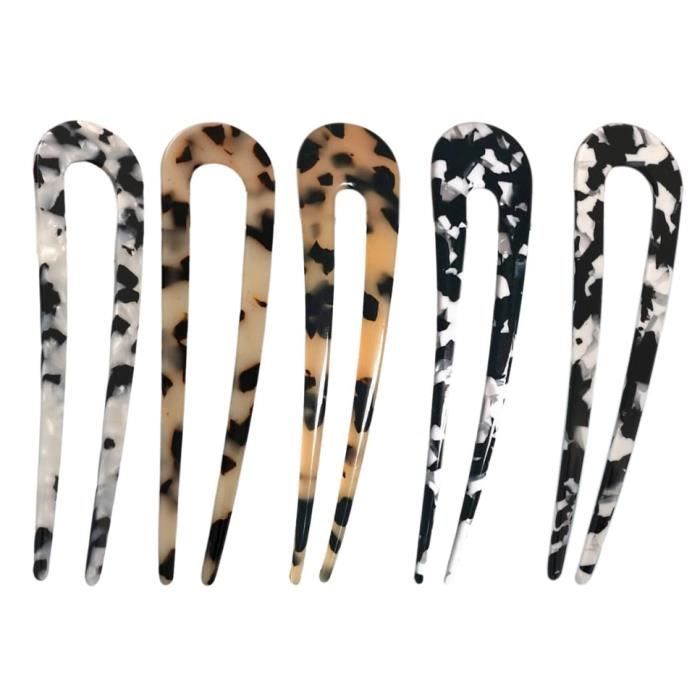 Set 5 pièces épinglettes en forme de U pins chignon sticks cellulose U scales U sticks mariage accessoires coiffeur femme fille