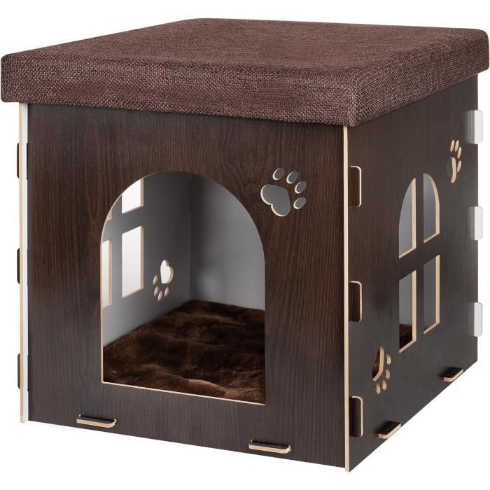 Niche Chauffante Pour Chat - Grotte En Peluche Imperméable, Coussin Amovible, Pour Hiver Et Intérieur