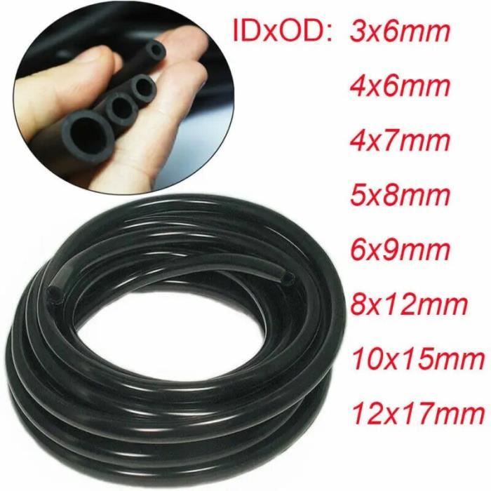 Tuyau Caoutchouc Noir Pour Huile Ou Eau 3mm Intérieur 5mm Extérieur - Longueur 26 Pieds (environ 8m)