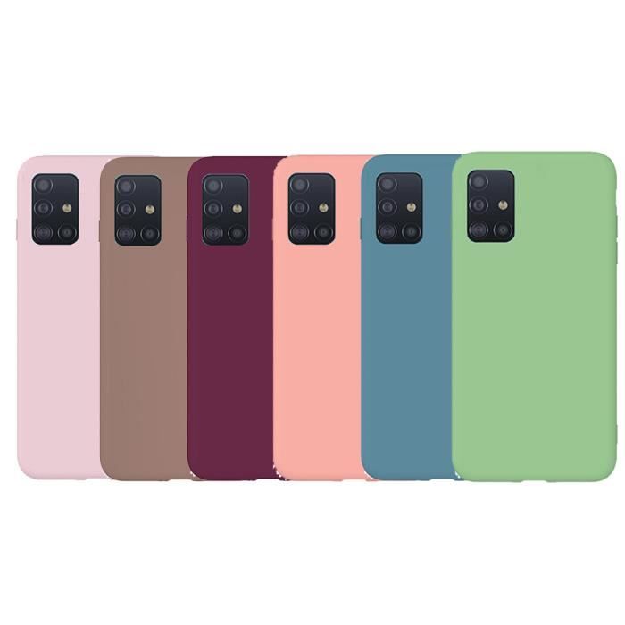 LAGUI Coque Convient pour Samsung Galaxy A51 Flexible TPU Ultra Fine Aimants Support de Voiture Sp/écial Housse avec lanneau Or Rose+Noir