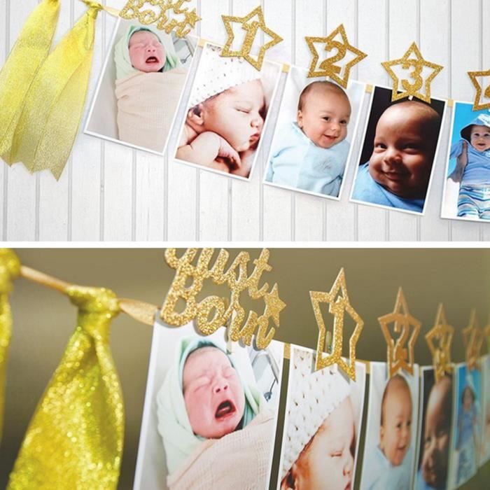 1er Bebe Fete D Anniversaire Paillettes Banniere Photo Mensuelle 1 12 Mois Guirlande Doree Achat Vente Banderole Banniere Soldes Sur Cdiscount Des Le Janvier Cdiscount