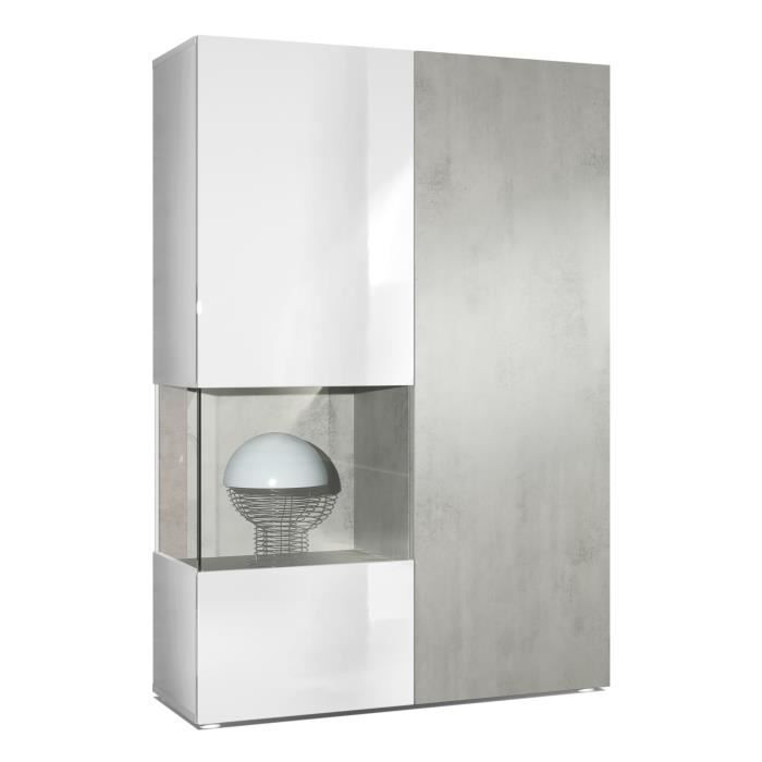 Vladon Vitrine Morena Corps en Blanc mat- insert en Aspect Béton Oxyde Vladon Vitrine Morena Corps en Blanc mat- insert en Aspect Béton Oxyde