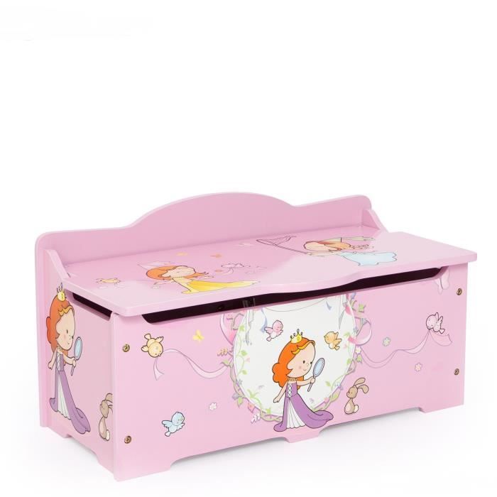 Coffre A Jouets En Bois Meuble Chambre Enfant Motif Princesse