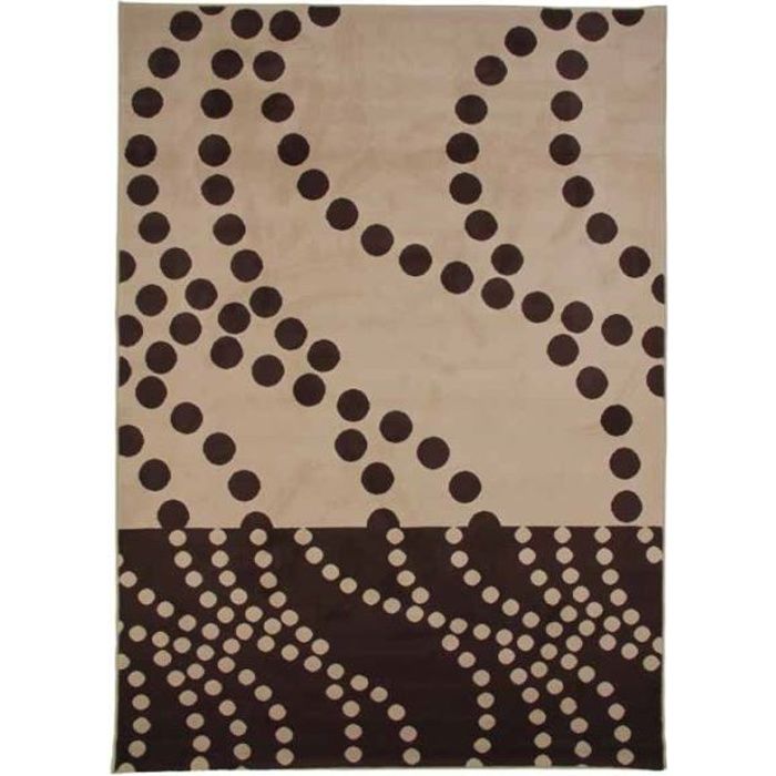 NATURE - Tapis Salon ou Chambre motifs spirales à pois 160 x 230 cm Marron/Taupe/Moka