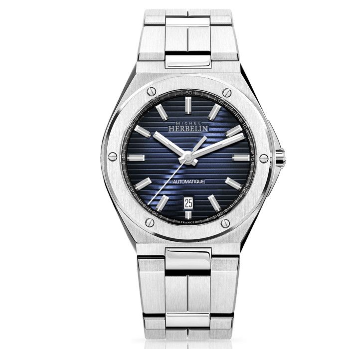 Montre homme bracelet acier - Herbelin - Montre Herbelin Cap Camarat automatique cadran bleu Montre homme bracelet acier - Herbelin - Montre Herbelin Cap Camarat automatique cadran bleu