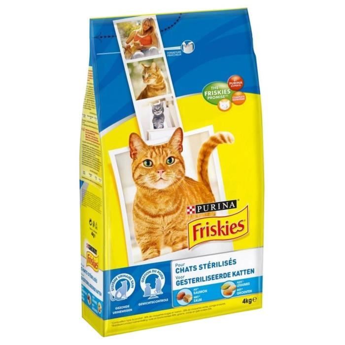 Friskies Croquettes Chats Stérilisés Saumon Légumes 4Kg (lot de 2) -  Cdiscount