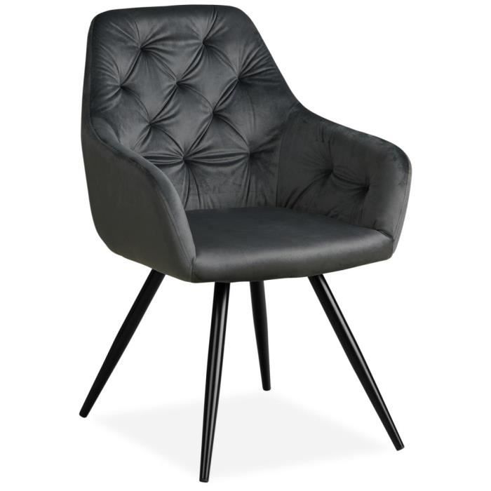 chaise salle à manger velours gris design moderne - homestyle4u - 2221 - avec accoudoirs - métal - tissu