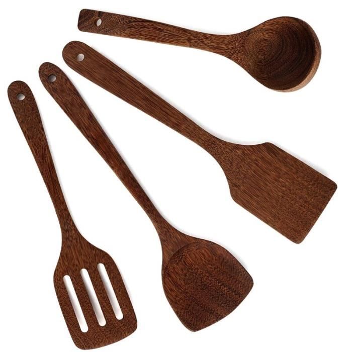 Juego de cucharas de madera para cocinar utensilios de cocina, sin pintar y  sin cera, hechos a mano con u OBJET DECORATIF - KUS04259 - Cdiscount Maison