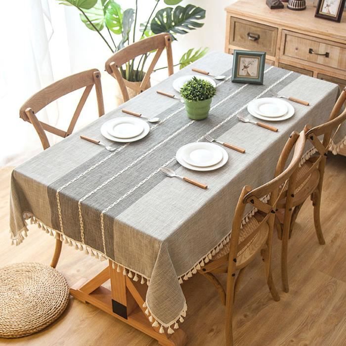 Nappe De Table Rectangulaire En Lin Achat Vente Pas Cher