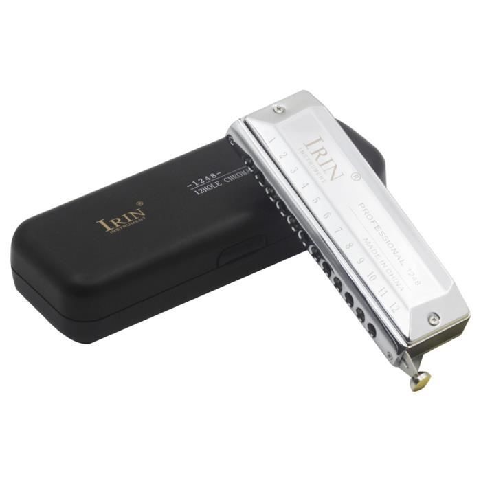 or Color : Silver noir Harmonica chromatique 16 trous pour performances de niveau professionnel Harmonica argent