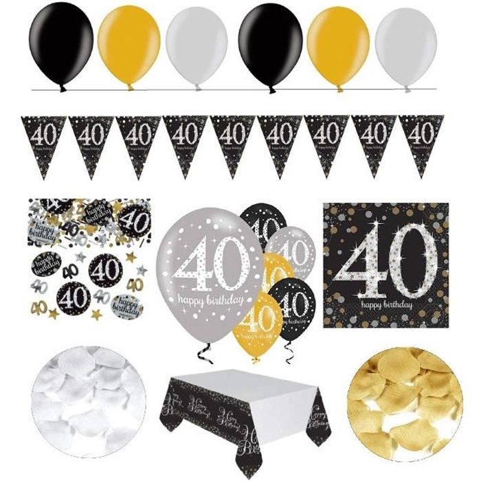 Festefeiernset De Decoration Pour Fete D Anniversaire 40 Ans 31 Pieces Or Noir Et Argent Cdiscount Maison Festefeiernset De Decoration Pour Fete D Anniversaire 40 Ans 31 Pieces Or Noir Et Argent Cdiscount Maison