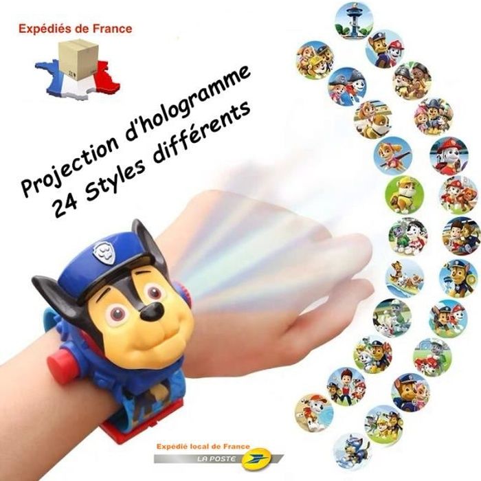 Montre enfant - Pat patrouille - CHASE - Heure numérique - Projection hologramme