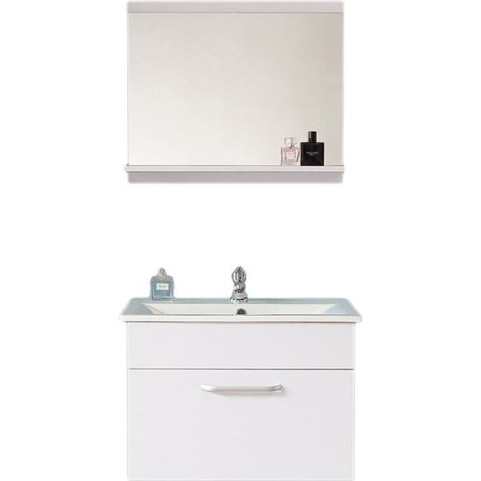 Aica Ensemble Meuble Salle De Bain Miroir Mural Meuble Sous Vasque Avec Vasque Blanc Miroir Salle De Bain Serie Neige Achat Vente Armoire De Toilette Aica