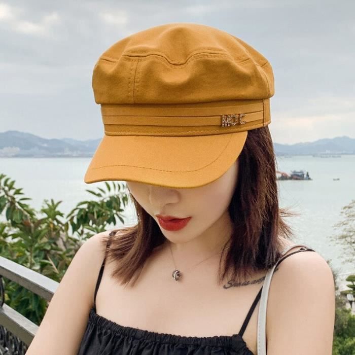 Casquette,Femmes été chapeau ceinture octogonale casquette plate printemps  et été coton femme marine chapeaux pour femmes - Type YE - Cdiscount  Prêt-à-Porter