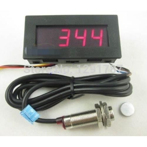 Tachymètre Numérique LED Rouge DC8-24V Avec Capteur Effet Hall NPN - Mesure Précise