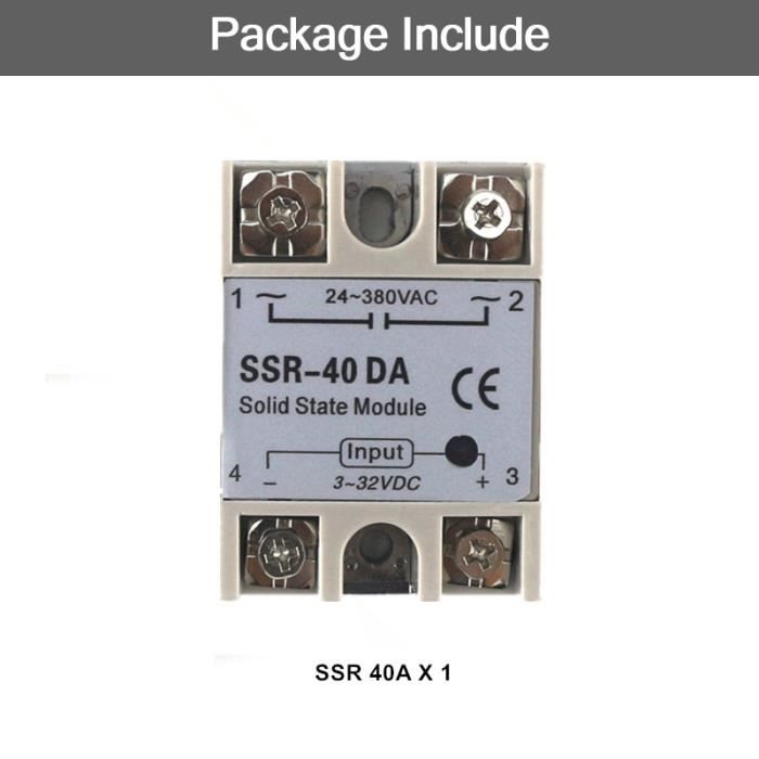 Contrôleur PID REX-C100 Avec SSR 40A Et Sonde K - Régulation De Température Numérique - Pour Four, Incubateur, Etc.